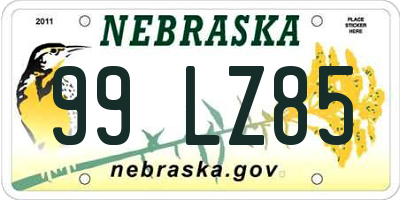 NE license plate 99LZ85