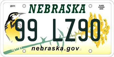 NE license plate 99LZ90