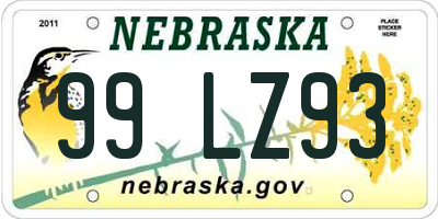 NE license plate 99LZ93