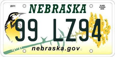 NE license plate 99LZ94