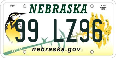 NE license plate 99LZ96