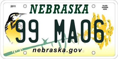 NE license plate 99MA06