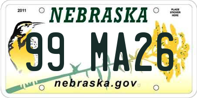 NE license plate 99MA26