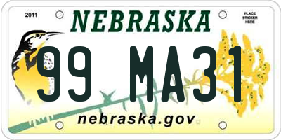 NE license plate 99MA31