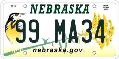 NE license plate 99MA34