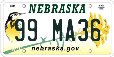 NE license plate 99MA36