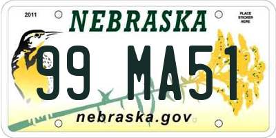 NE license plate 99MA51