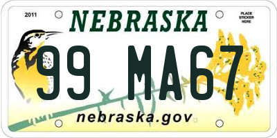 NE license plate 99MA67