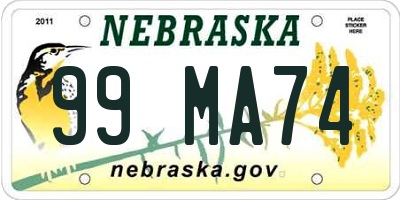 NE license plate 99MA74