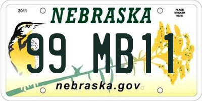 NE license plate 99MB11