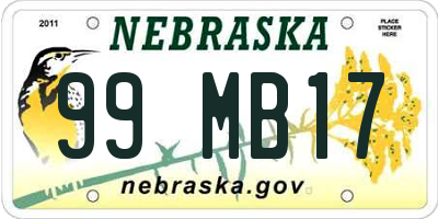 NE license plate 99MB17