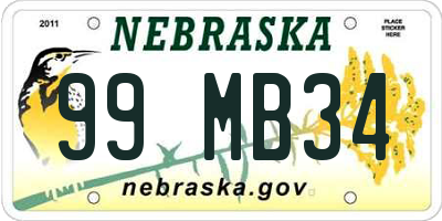 NE license plate 99MB34