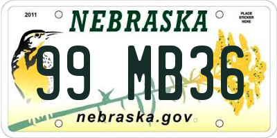 NE license plate 99MB36