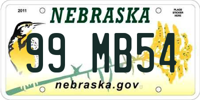 NE license plate 99MB54