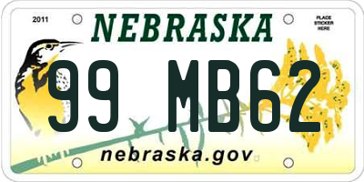 NE license plate 99MB62