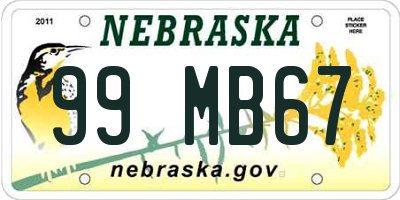 NE license plate 99MB67