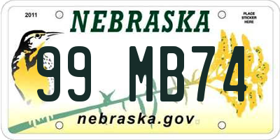 NE license plate 99MB74