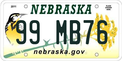 NE license plate 99MB76