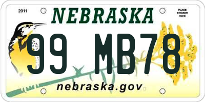 NE license plate 99MB78