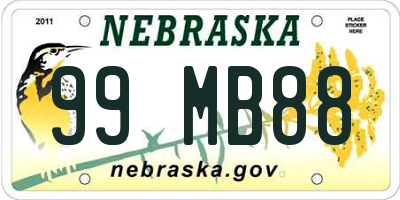 NE license plate 99MB88