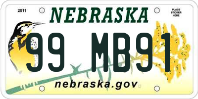 NE license plate 99MB91