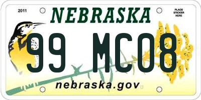 NE license plate 99MC08