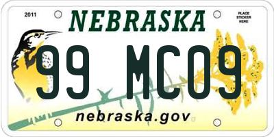 NE license plate 99MC09
