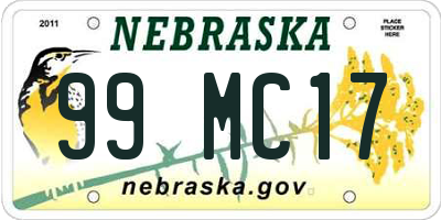 NE license plate 99MC17