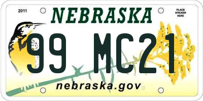 NE license plate 99MC21
