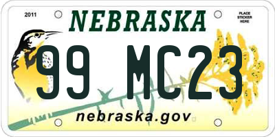 NE license plate 99MC23