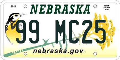 NE license plate 99MC25