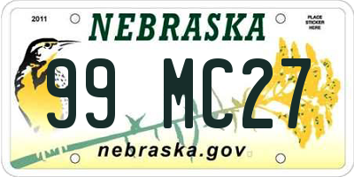NE license plate 99MC27