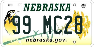 NE license plate 99MC28