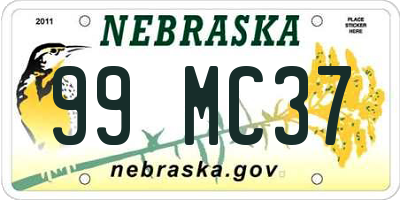 NE license plate 99MC37