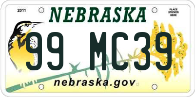 NE license plate 99MC39