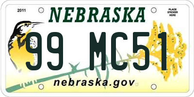 NE license plate 99MC51