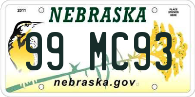 NE license plate 99MC93
