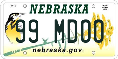 NE license plate 99MD00