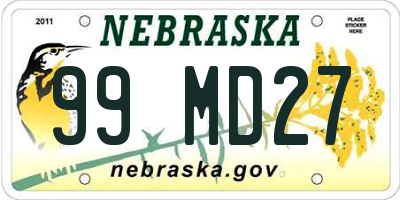 NE license plate 99MD27