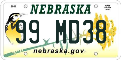 NE license plate 99MD38