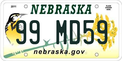 NE license plate 99MD59