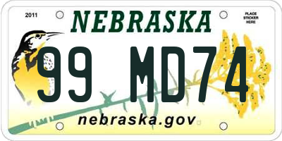 NE license plate 99MD74