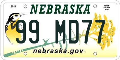 NE license plate 99MD77