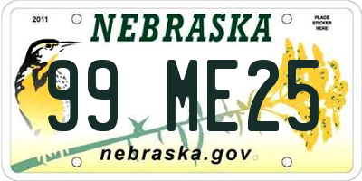 NE license plate 99ME25