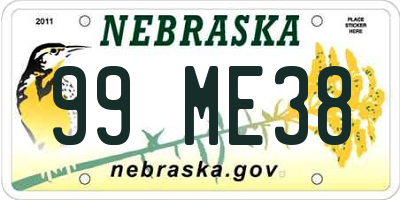 NE license plate 99ME38