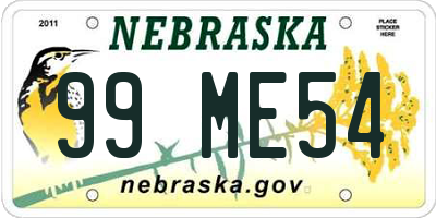 NE license plate 99ME54