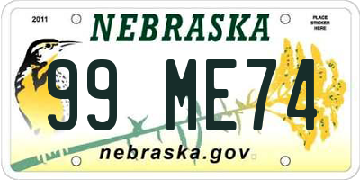 NE license plate 99ME74