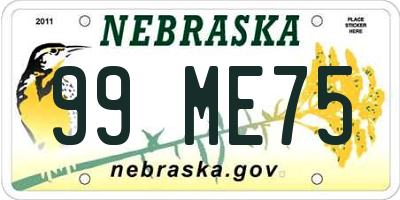 NE license plate 99ME75