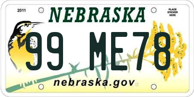 NE license plate 99ME78