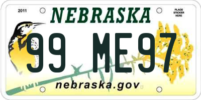 NE license plate 99ME97
